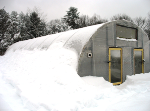 Теплица из поликарбоната зимой